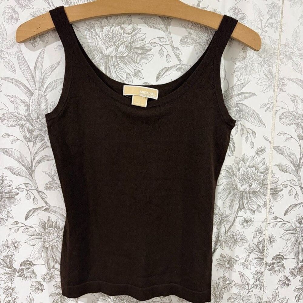 Michael Kors Knit Tank Top Women's Sz Med Cami Chocolate Brown Basic Minimalist